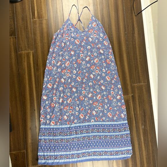 Old Navy Size XL Plus Size Blue, Pink, Floral Paisley Dress V neck Midi/Maxi - Picture 1 of 14